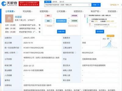 智行科技在合肥成立全資子公司，注冊資本2000萬人民幣布局計算機軟硬件及輔助設備領域